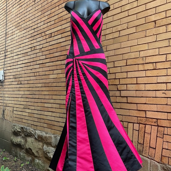 La Femme Dresses La Femme Paris Black Pink Evening Maxi Gown Dress